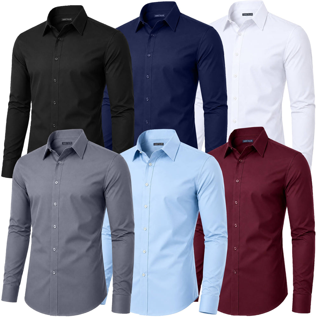 Men's Long Sleeve Untucked Stretch Dress Shirt (S-3XL)
