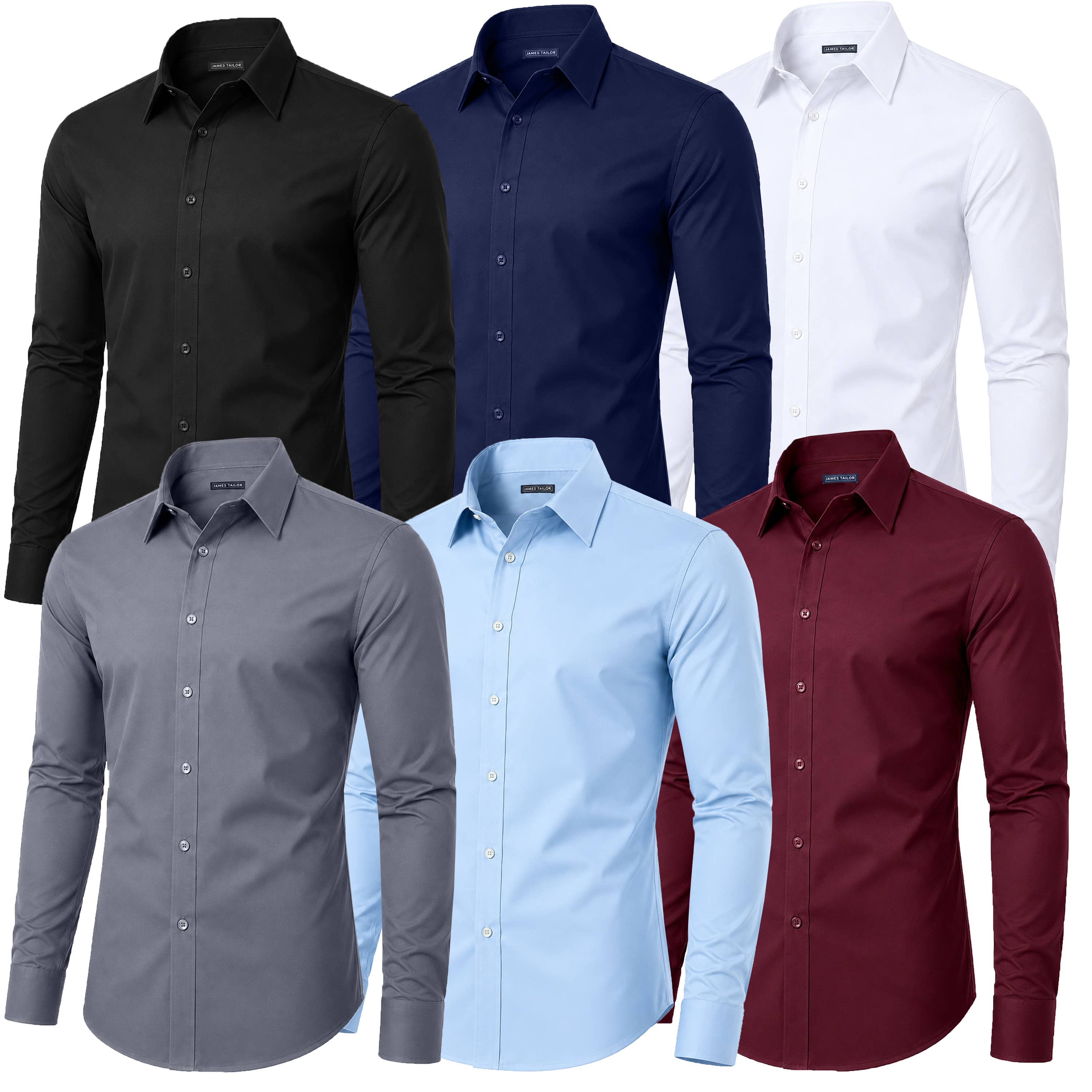 Men's Long Sleeve Untucked Stretch Dress Shirt (S-3XL)