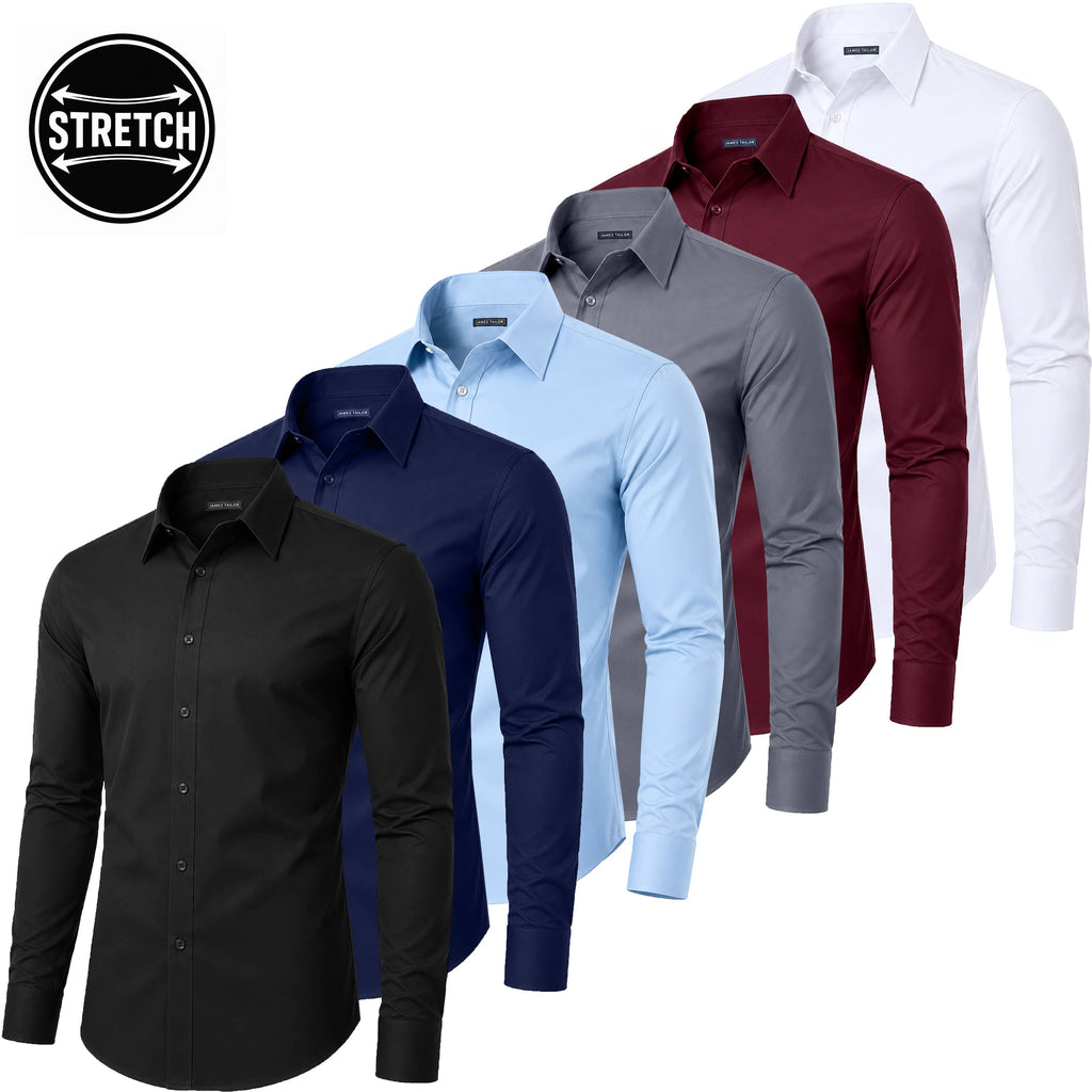 Men's Long Sleeve Untucked Stretch Dress Shirt (S-3XL)