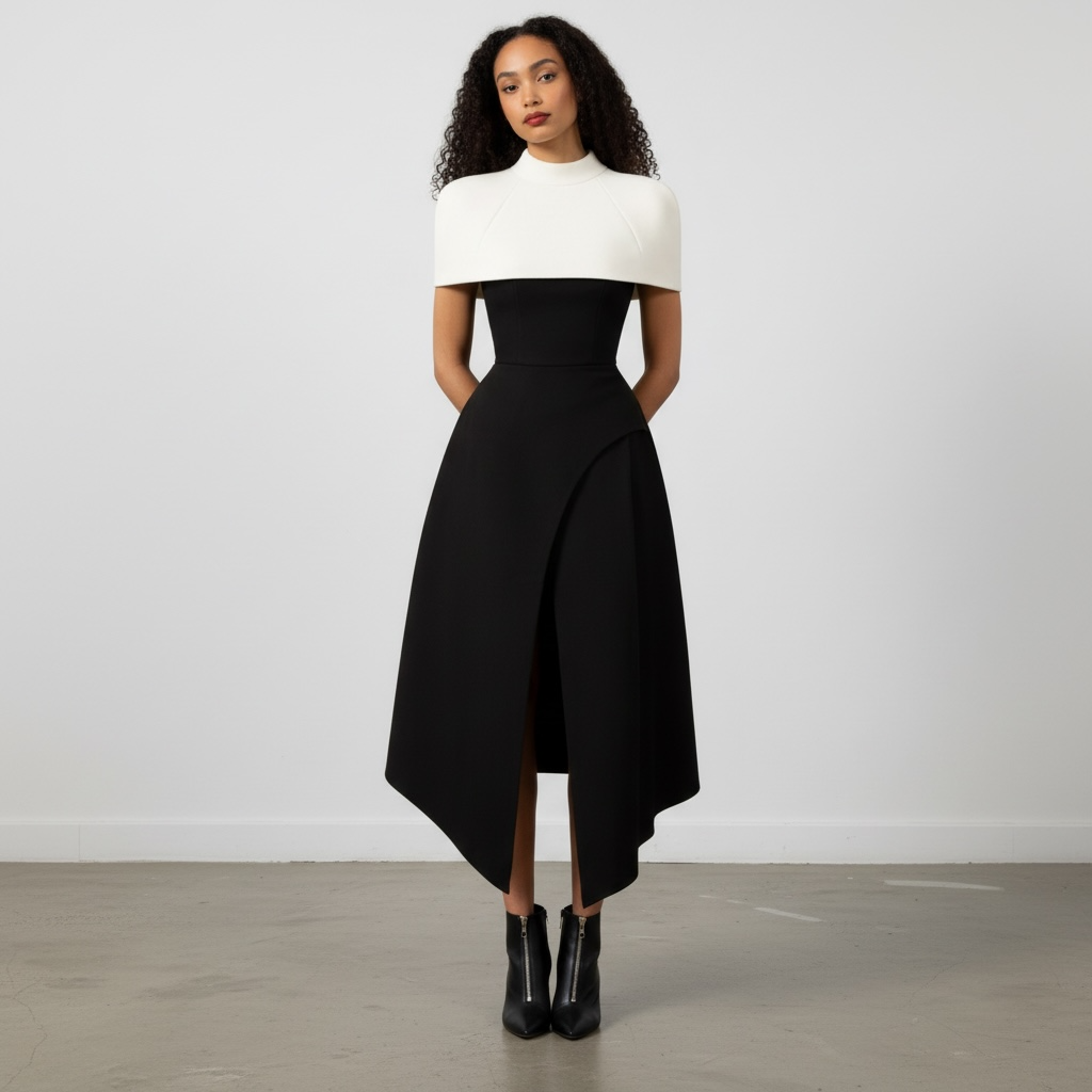 The Étoile Noir & Ivory Elegance Dress | Maison Étoile