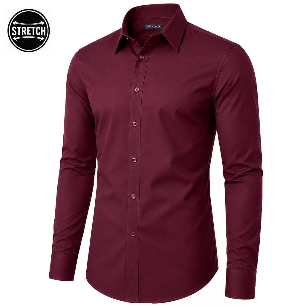 Men's Long Sleeve Untucked Stretch Dress Shirt (S-3XL)