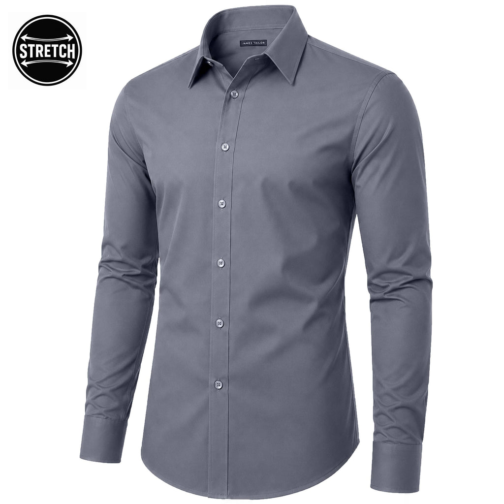 Men's Long Sleeve Untucked Stretch Dress Shirt (S-3XL)