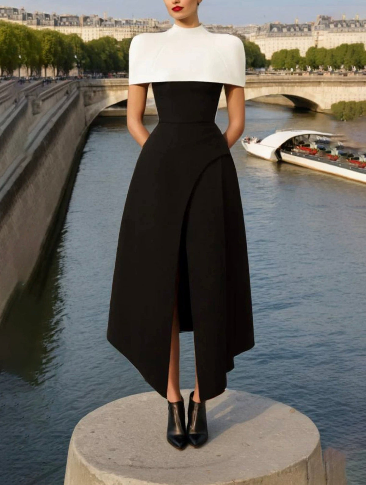 The Étoile Noir & Ivory Elegance Dress | Maison Étoile
