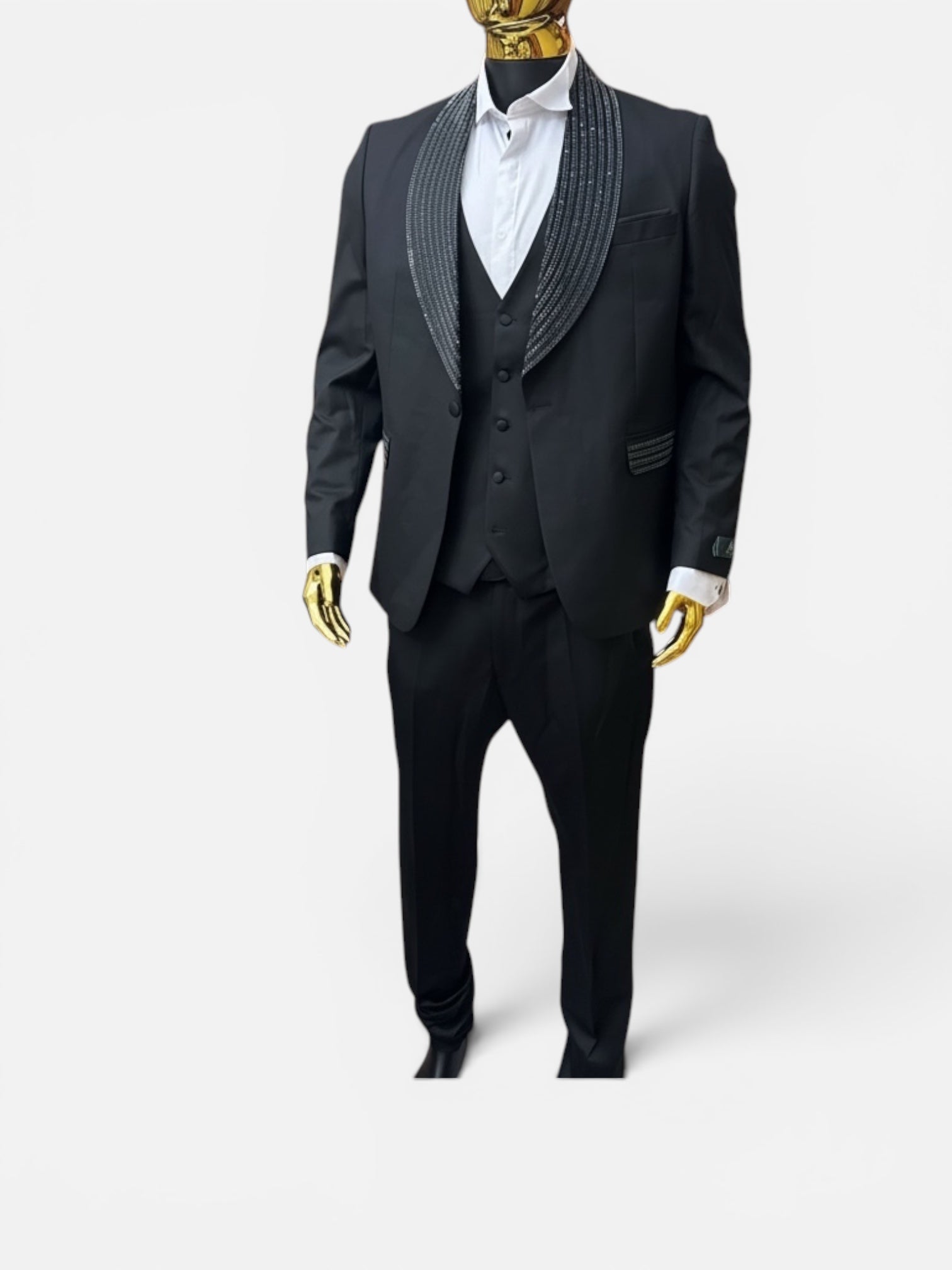 MAISON ÉTOILE Signature Black Shawl Lapel 3-Piece Tuxedo