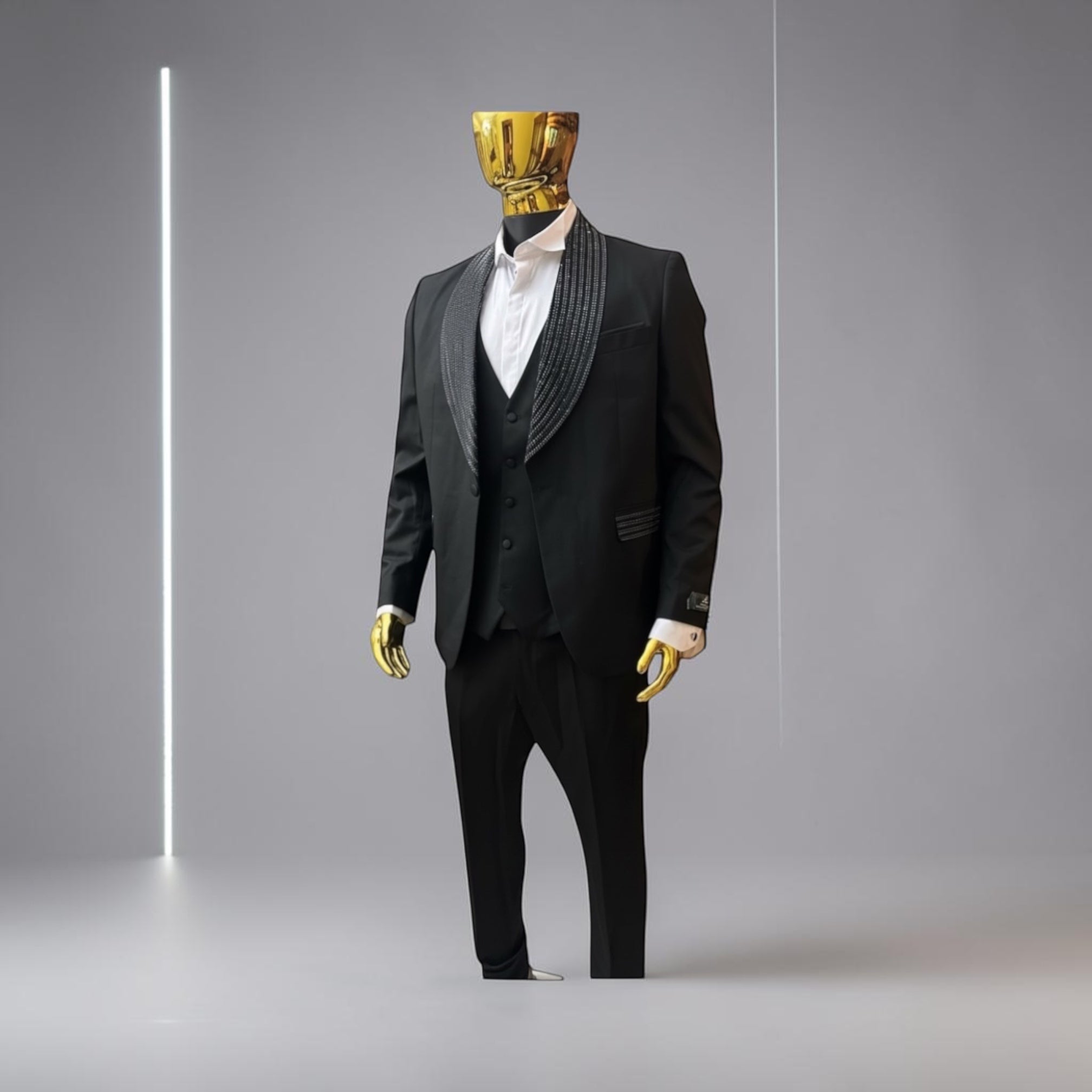 MAISON ÉTOILE Signature Black Shawl Lapel 3-Piece Tuxedo