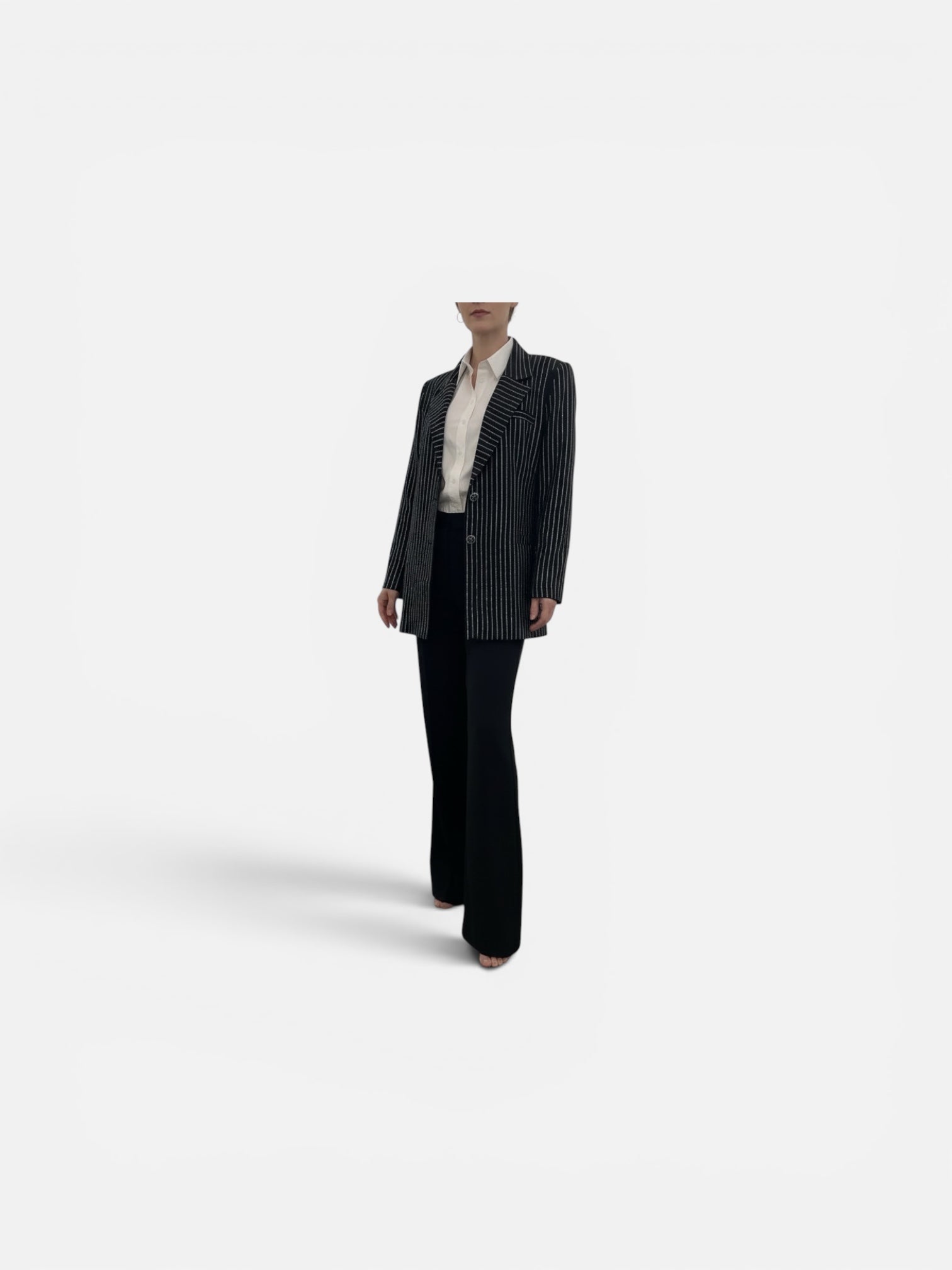 Classic Black Pinstripe Two-Piece Pantsuit