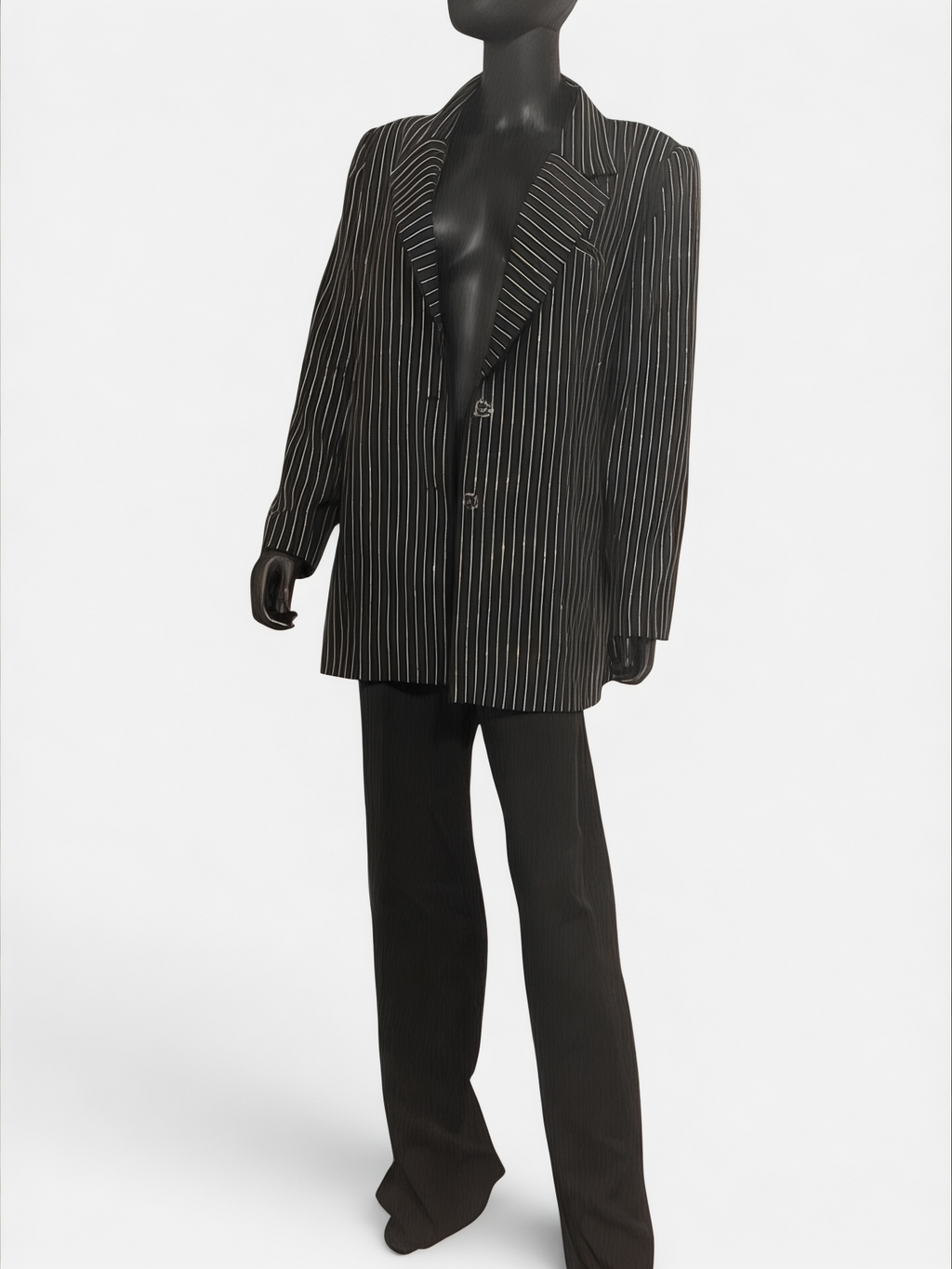 Classic Black Pinstripe Two-Piece Pantsuit