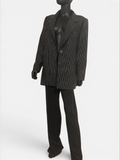 Classic Black Pinstripe Two-Piece Pantsuit