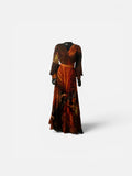 Autumn Luxe Printed Maxi Dress with Belt