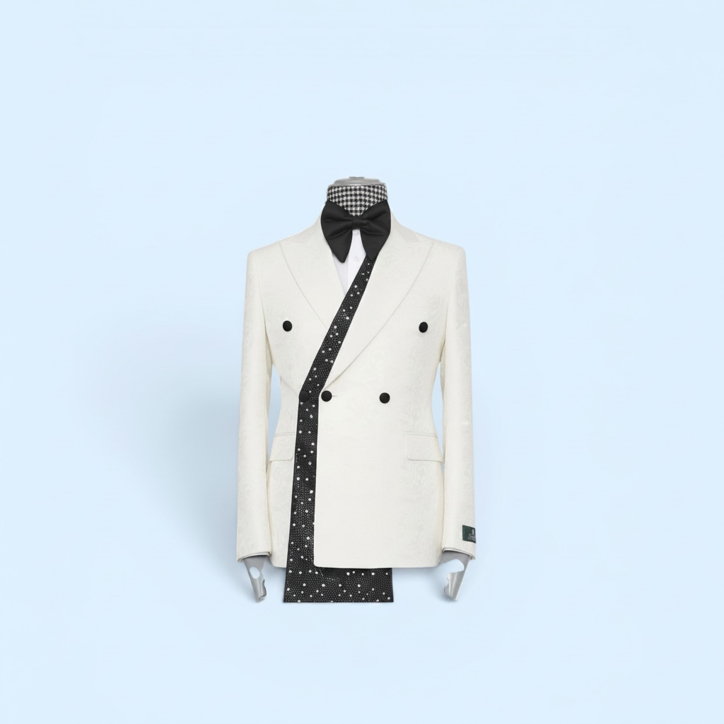 MAISON ÉTOILE White Double-Breasted Tuxedo