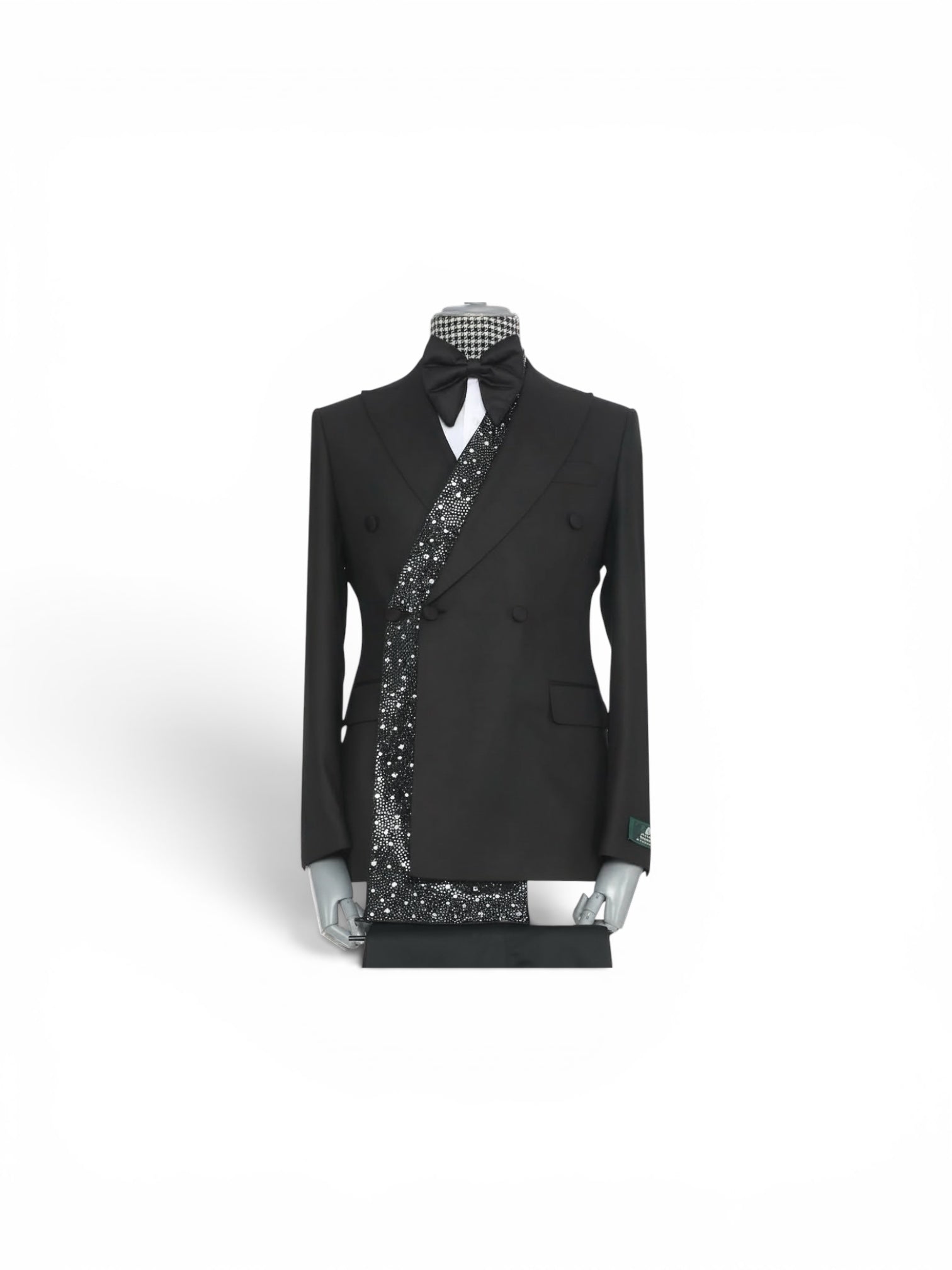 MAISON ÉTOILE Luxury Black Crystal Double-Breasted Tuxedo