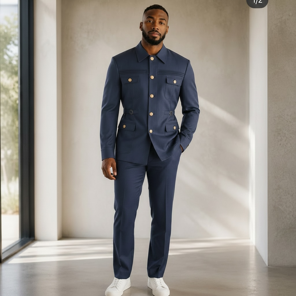 MAISON ÉTOILE Signature Turkish Military-Inspired suit – Blue