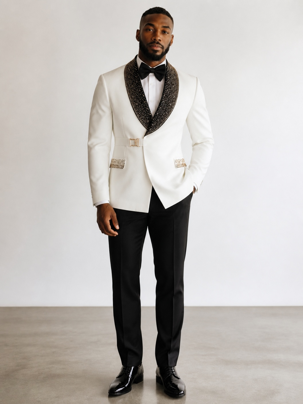 MAISON ÉTOILE White Shawl Lapel Tuxedo – Made in Turkey
