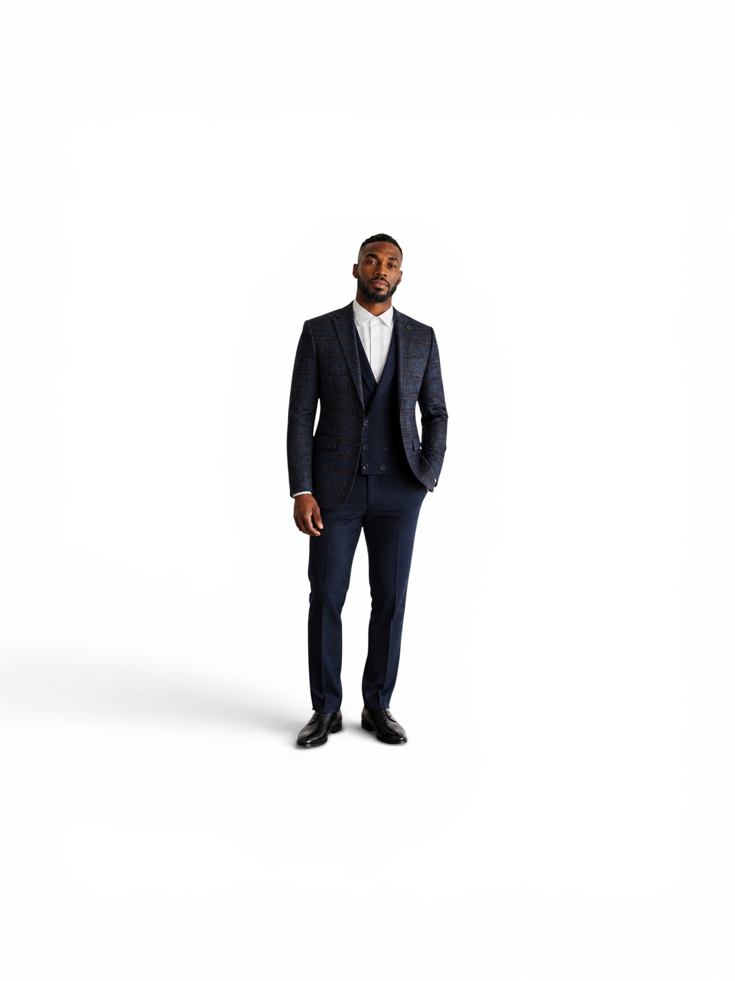 MAISON ÉTOILE Turkish Plaid 3-Piece Suit – Light Gray Check