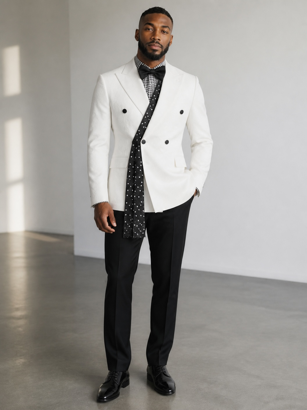 MAISON ÉTOILE White Double-Breasted Tuxedo
