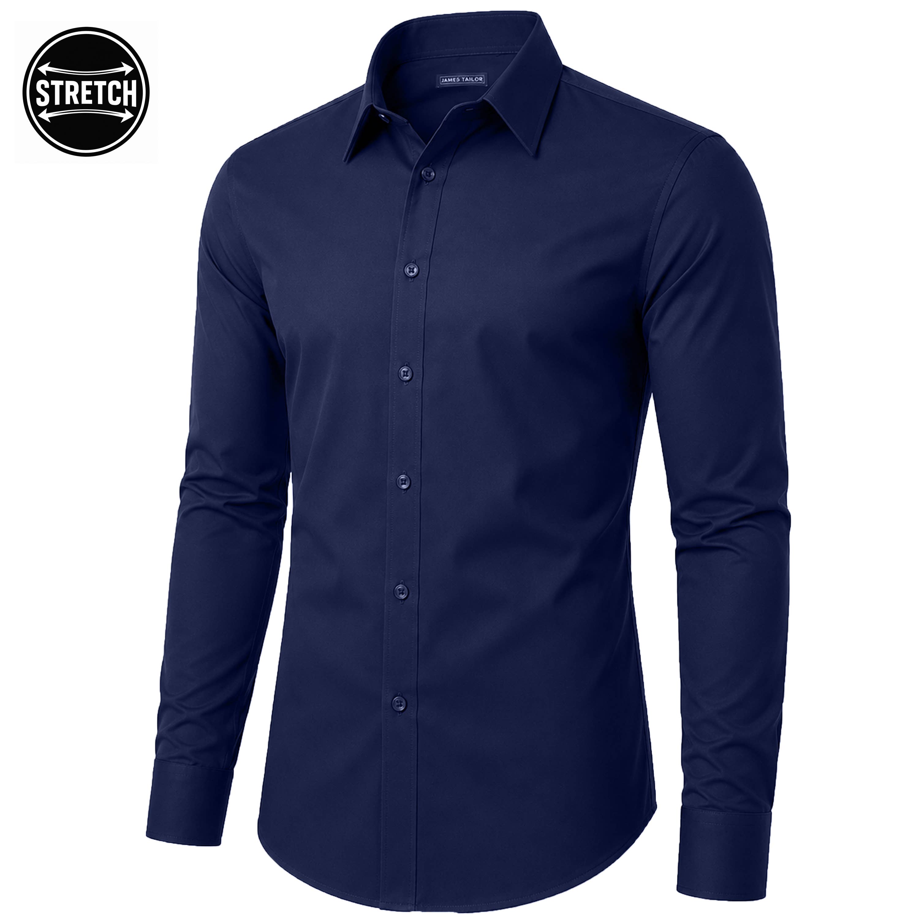 Men's Long Sleeve Untucked Stretch Dress Shirt (S-3XL)