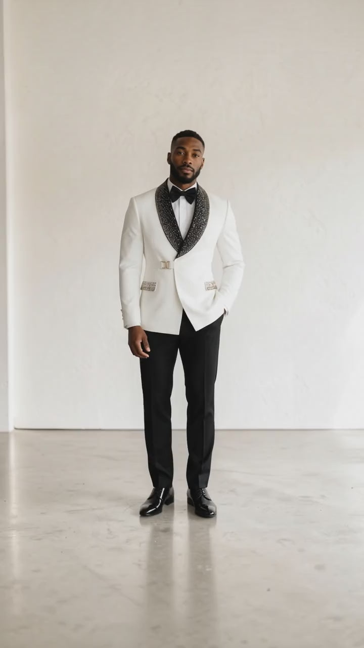 MAISON ÉTOILE White Shawl Lapel Tuxedo – Made in Turkey