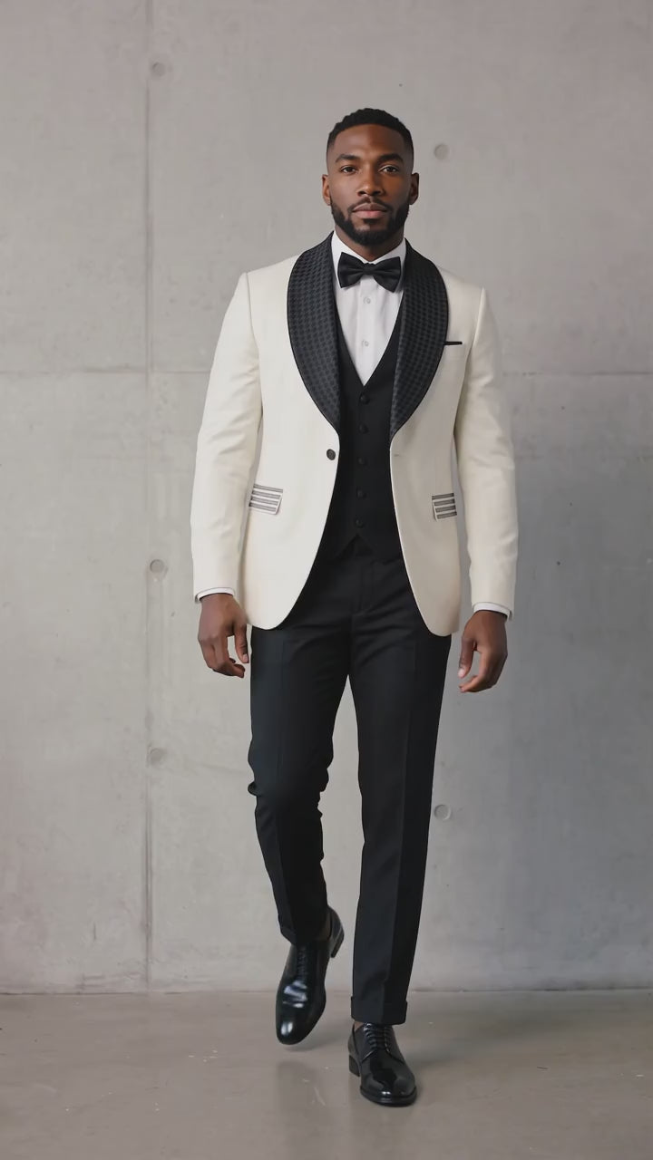 MAISON ÉTOILE White Shawl Lapel Tuxedo – Made in Turkey