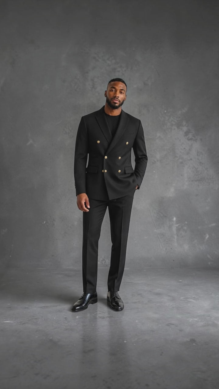 Black Double-Breasted Suit